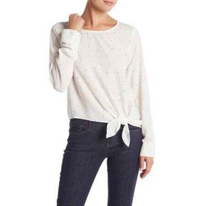 Socialite Women Small Blouse White w/ Black Polka